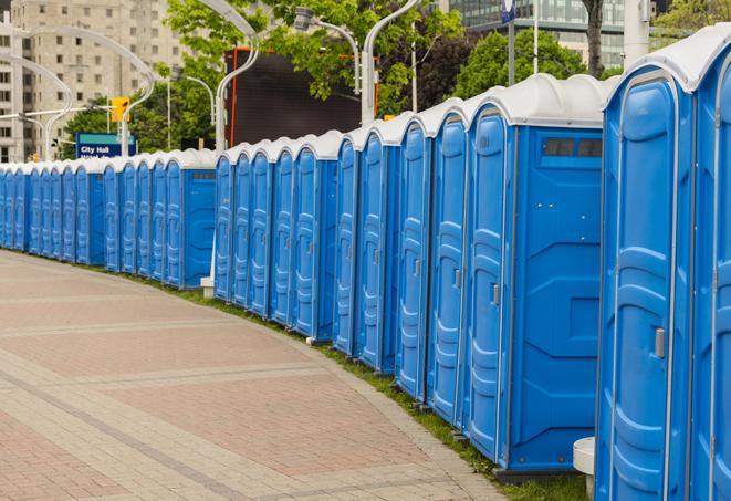 Seasonal porta potty units set up at a Minot, North Dakota venue